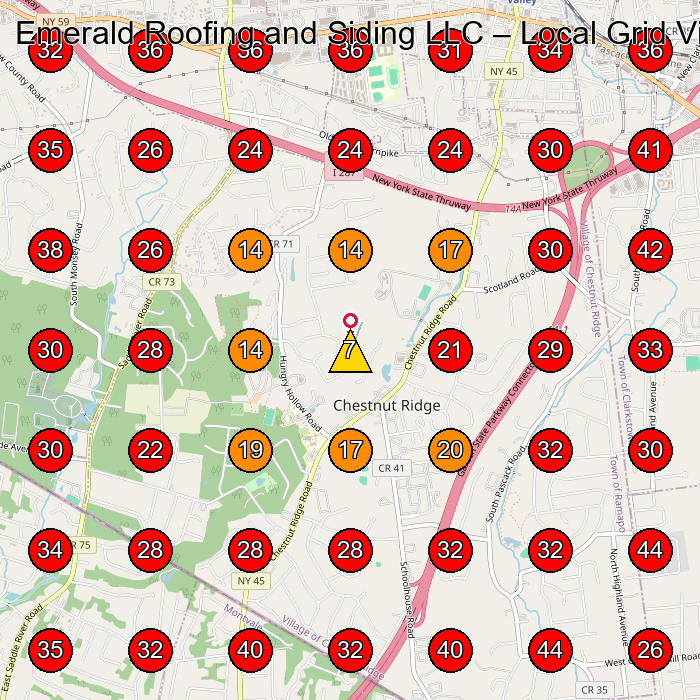 Emerald Roofing and Siding LLC GeoGrid visibility map for Roofing Contractor in None